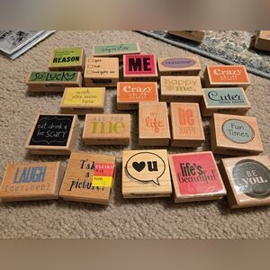 Wooden craft Stamps Set Of 21 Sayings Scarpbooking Crafts